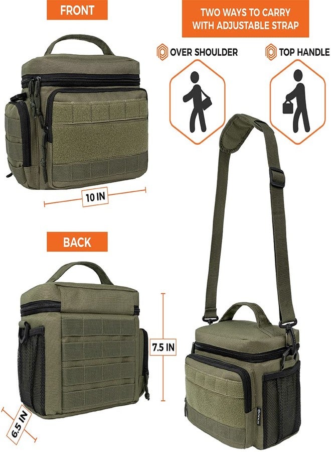 أوبوكس صندوق غداء تكتيكي من أوبوكس للرجال، حقيبة غداء معزولة زيتونية اللون للبالغين، حافظة غداء ناعمة مانعة للتسرب مع جيوب جانبية شبكية بنظام مول، دلو غداء متين متعدد الألوان للنساء العاملات، متوسط الحجم، يتسع لـ 10 علب. - Image 4